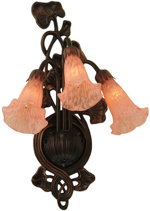 Meyda Tiffany - 11246 - Three Light Wall Sconce - Pink Pond Lily - Mahogany Bronze