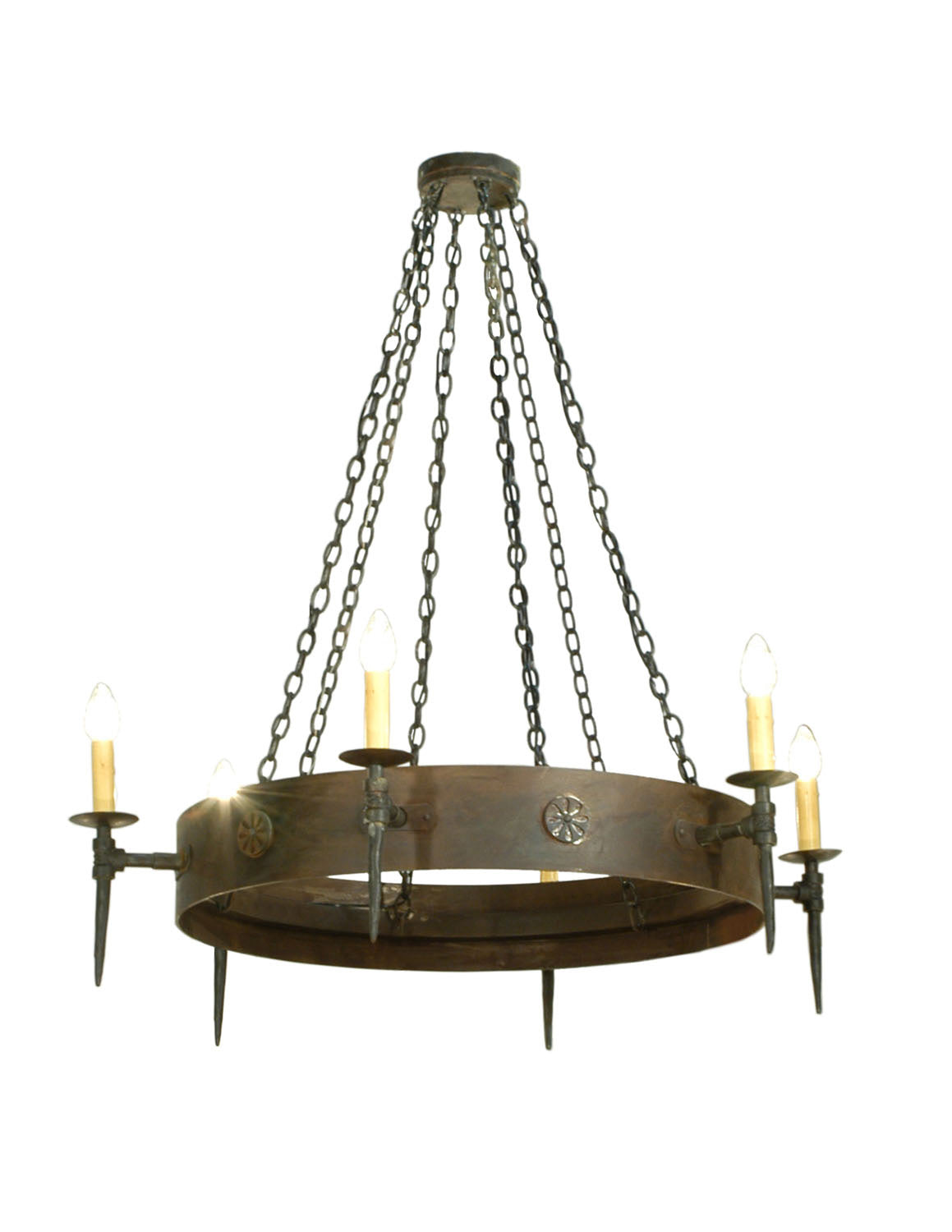 Meyda Tiffany - 112812 - Six Light Chandelier - Warwick - Hand Waxed Metal