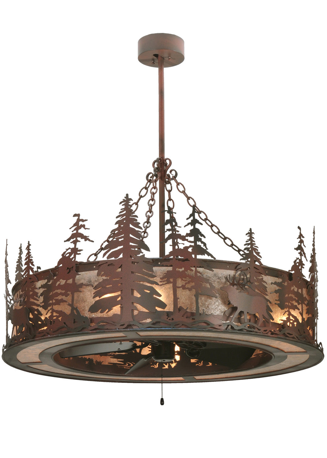 Meyda Tiffany - 115914 - 11 Light Chandel-Air - Elk At Dusk - Rust,Custom,Hand Wrought Iron