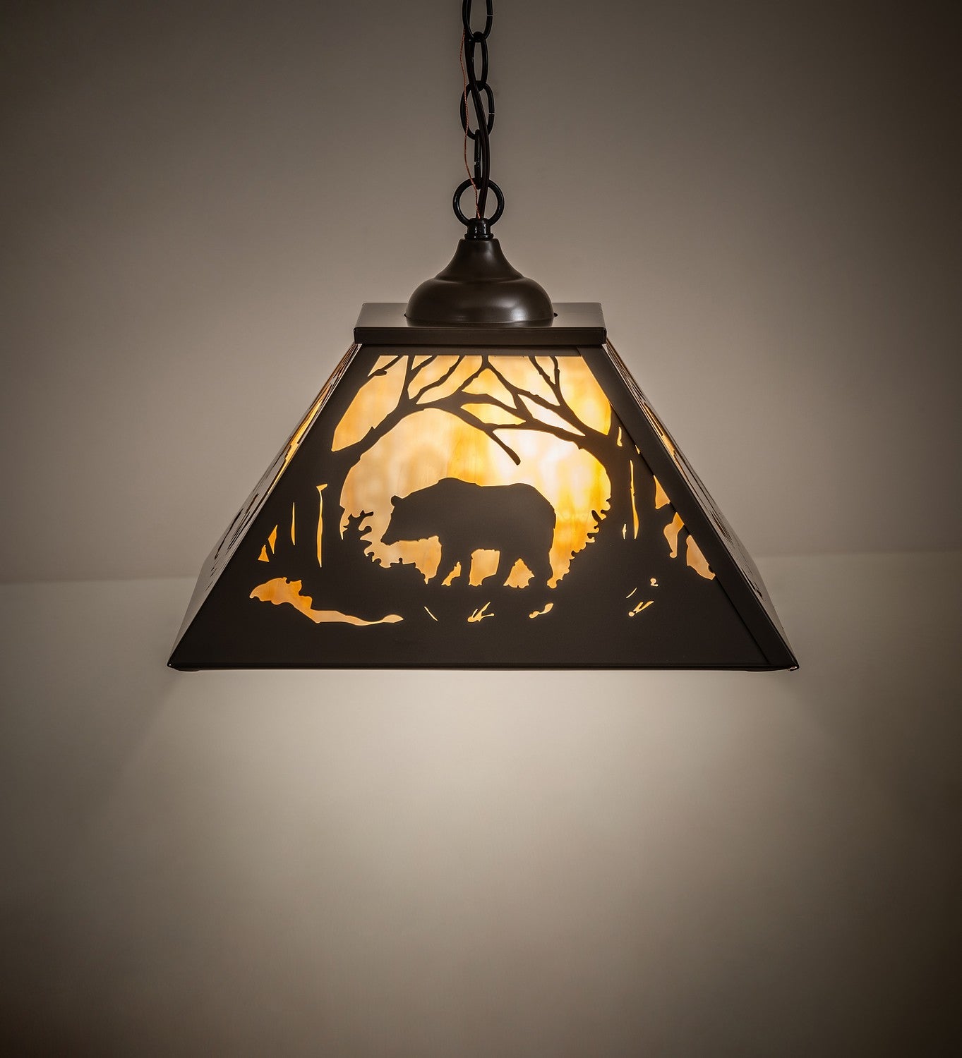 Meyda Tiffany - 116580 - Two Light Pendant - Bear At Dawn - Timeless Bronze