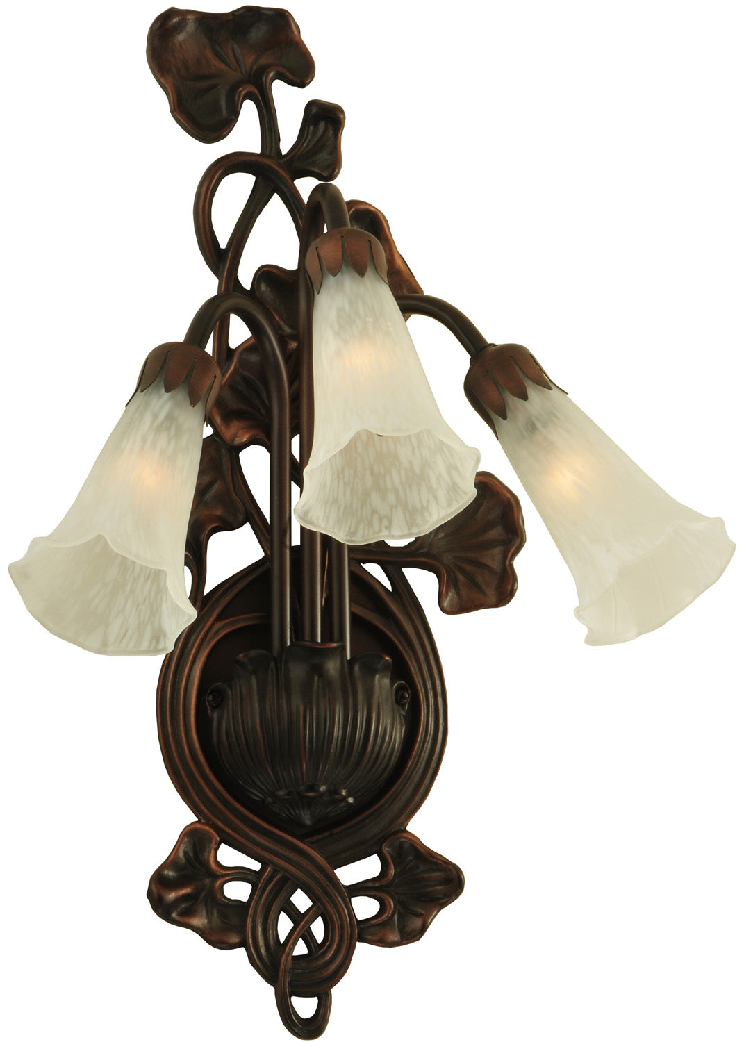 Meyda Tiffany - 11846 - Three Light Wall Sconce - White Pond Lily - Mahogany Bronze