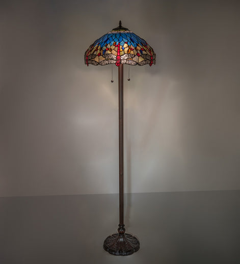 Meyda Tiffany - 118843 - Floor Lamp - Tiffany Hanginghead Dragonfly - Mahogany Bronze