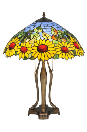 Meyda Tiffany - 119682 - Two Light Table Lamp - Wild Sunflower - Antique Brass