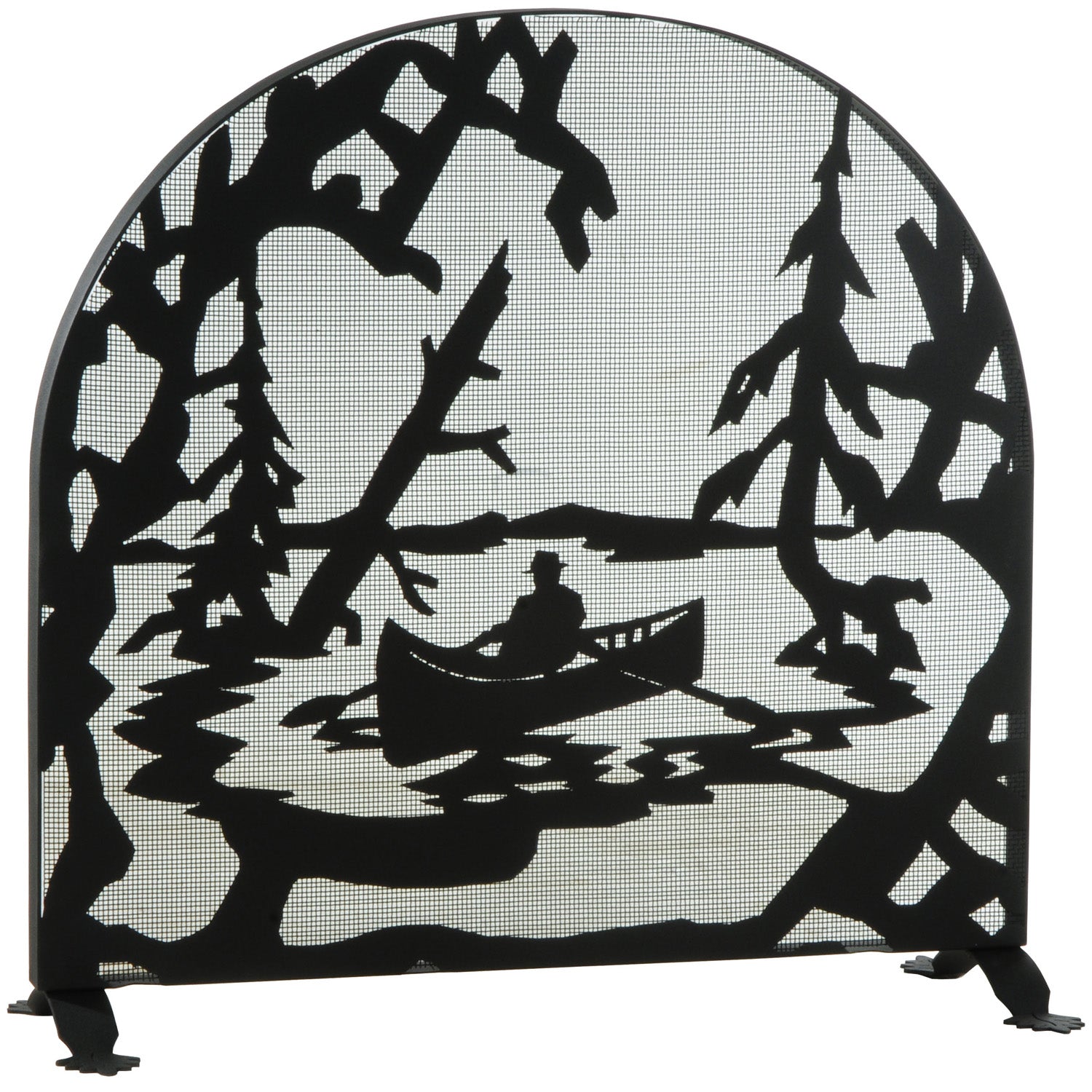 Meyda Tiffany - 124963 - Fireplace Screen - Canoe At Lake - Textured Black