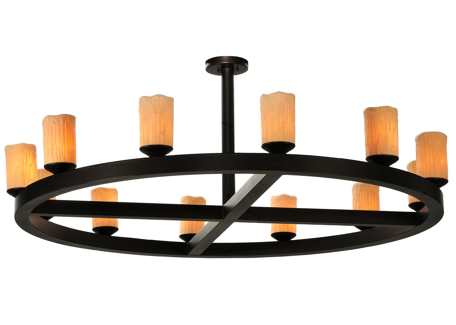 Meyda Tiffany - 125078 - 12 Light Semi-Flushmount - Horizon Ring - Mahogany Bronze