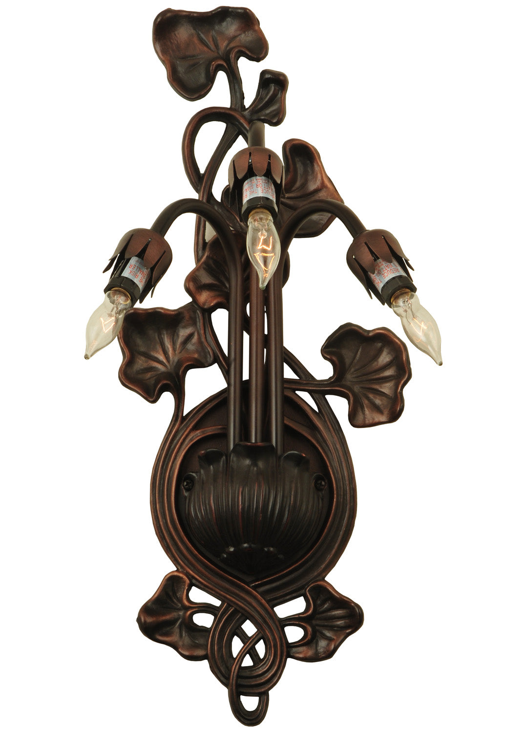 Meyda Tiffany - 12523 - Three Light Wall Sconce Hardware - Pond Lily - Mahogany Bronze