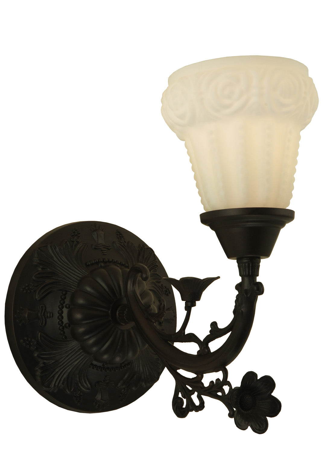 Meyda Tiffany - 126018 - One Light Wall Sconce - White Puffy Rose - Mahogany Bronze