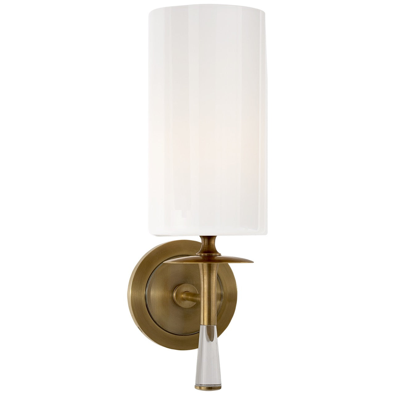 One Light Wall Sconce in Hand-Rubbed Antique Brass with Crystal from the Drunmore collection