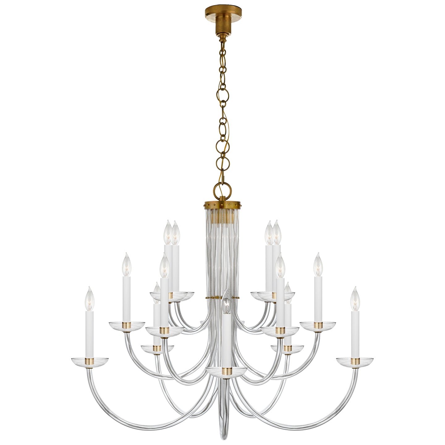 Visual Comfort Signature - ARN 5116HAB-CG - 15 Light Chandelier - Wharton - Hand-Rubbed Antique Brass