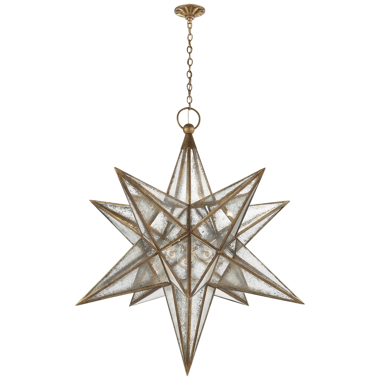 Visual Comfort Signature - CHC 5213GI-AM - Three Light Lantern - Moravian Star - Gilded Iron