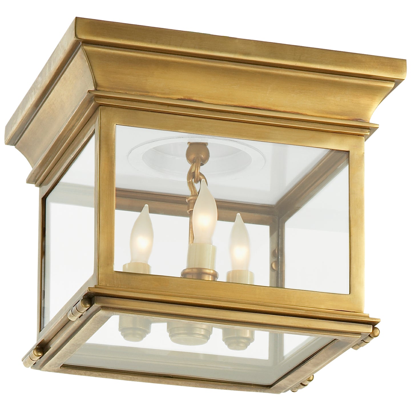 Visual Comfort Signature - CHO 4310AB-CG - Three Light Flush Mount - Club Square - Antique-Burnished Brass