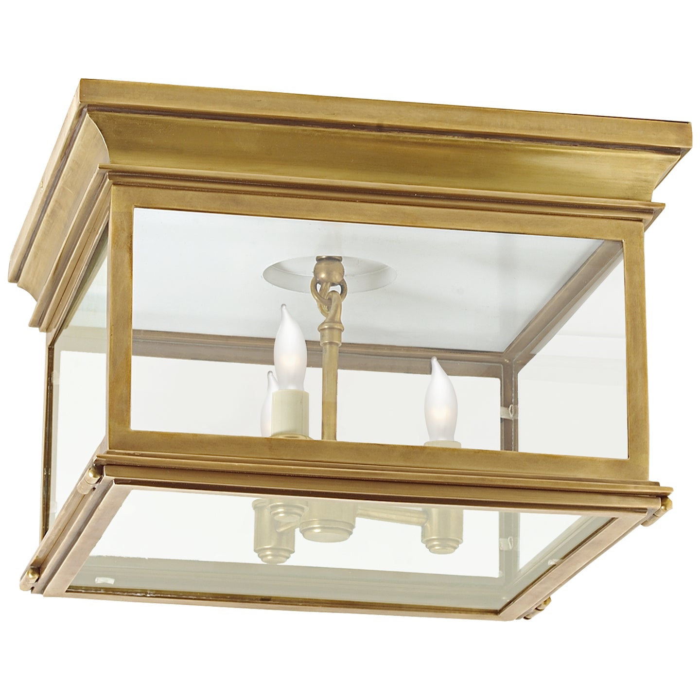 Visual Comfort Signature - CHO 4311AB-CG - Three Light Flush Mount - Club Square - Antique-Burnished Brass