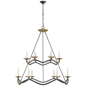 Visual Comfort Signature - S 5041AI - 12 Light Chandelier - Choros - Aged Iron