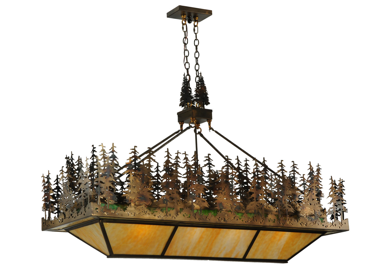 Meyda Tiffany - 127596 - Eight Light Oblong Pendant - Pine Lake - Dark Burnished Antique Copper