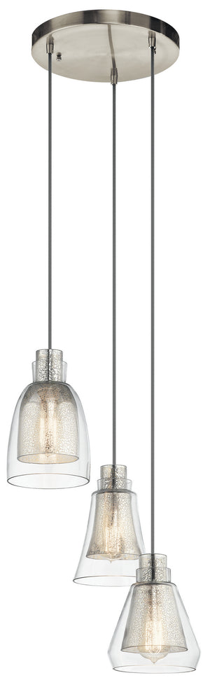 Kichler - 43627NI - Three Light Pendant - Evie - Brushed Nickel