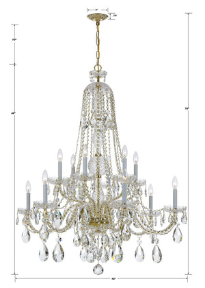 Crystorama - 1114-PB-CL-MWP - 12 Light Chandelier - Traditional Crystal - Polished Brass