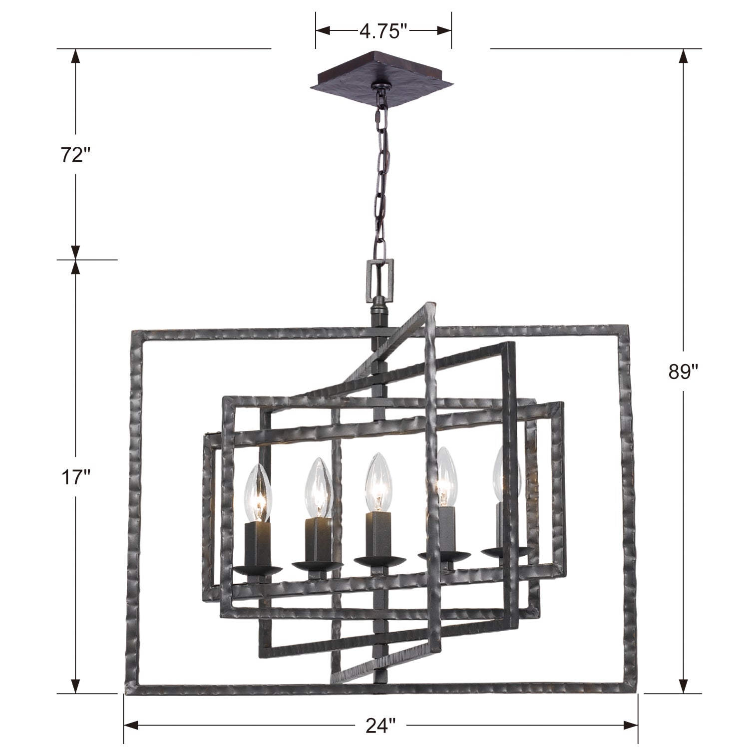 Crystorama - 336-RS - Five Light Chandelier - Capri - Raw Steel