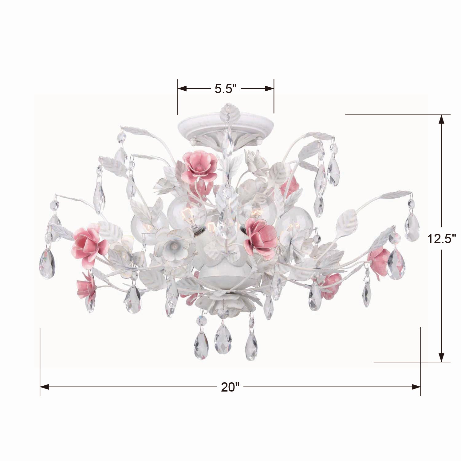 Crystorama - 4850-WW - Six Light Semi Flush Mount - Lola - Wet White