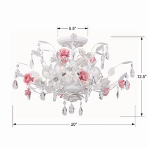 Crystorama - 4850-WW - Six Light Semi Flush Mount - Lola - Wet White