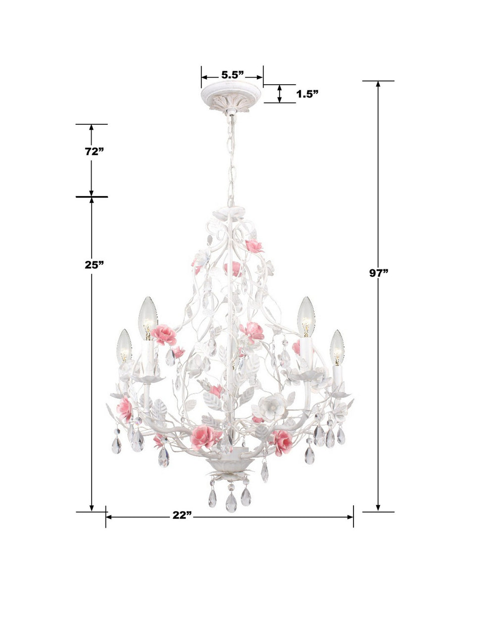 Crystorama - 4856-WW - Five Light Chandelier - Lola - Wet White