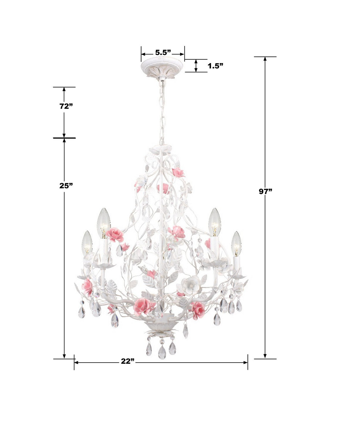 Crystorama - 4856-WW - Five Light Chandelier - Lola - Wet White