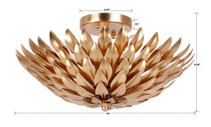 Crystorama - 505-GA - Four Light Semi Flush Mount - Broche - Antique Gold