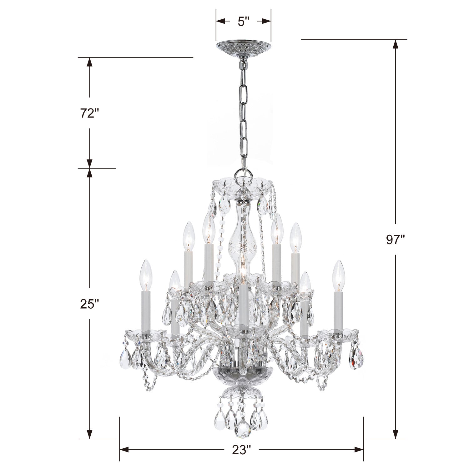 Crystorama - 5080-CH-CL-MWP - Ten Light Chandelier - Traditional Crystal - Polished Chrome