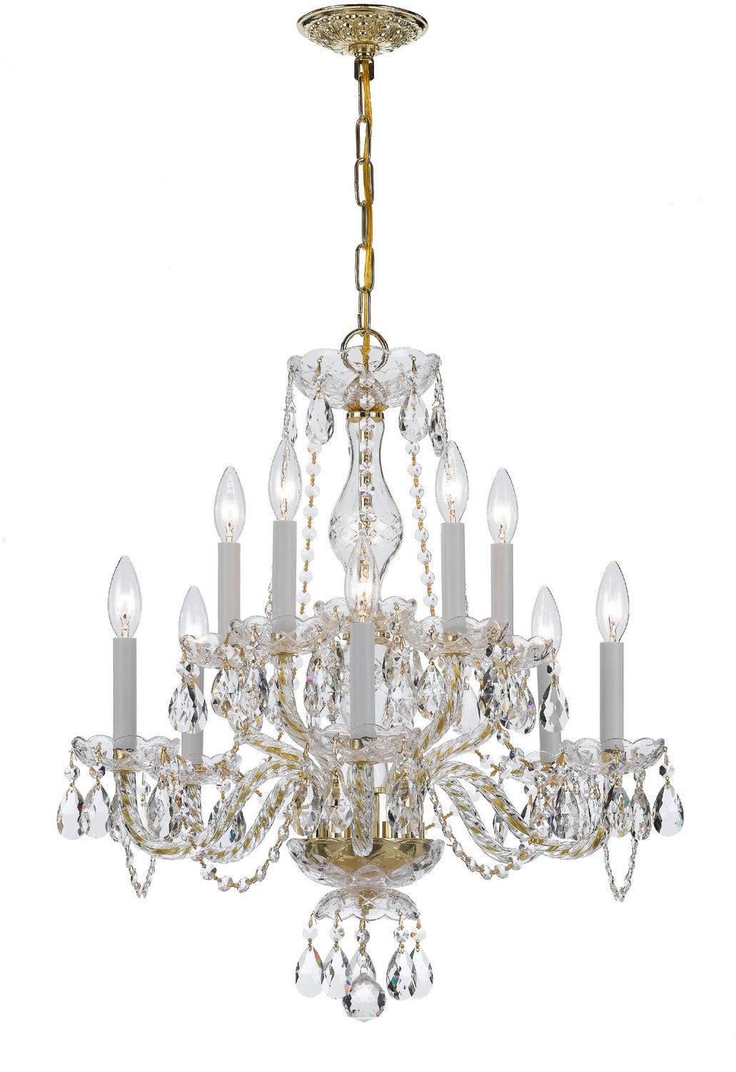 Crystorama - 5080-PB-CL-SAQ - Ten Light Chandelier - Traditional Crystal - Polished Brass