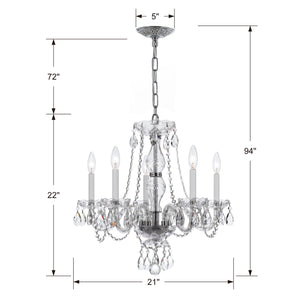 Crystorama - 5085-CH-CL-MWP - Five Light Chandelier - Traditional Crystal - Polished Chrome