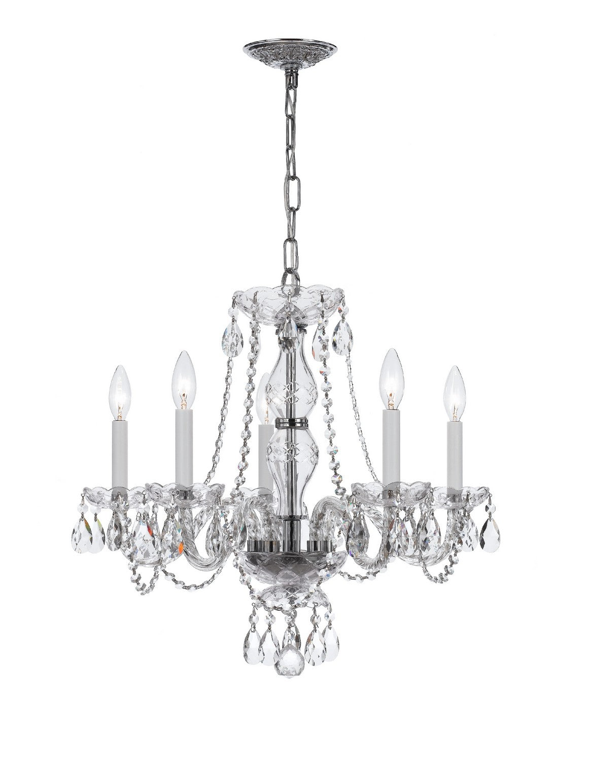 Crystorama - 5085-CH-CL-SAQ - Five Light Chandelier - Traditional Crystal - Polished Chrome