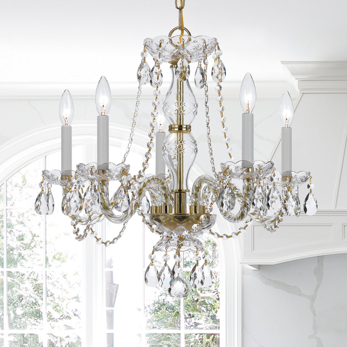 Crystorama - 5085-PB-CL-MWP - Five Light Chandelier - Traditional Crystal - Polished Brass