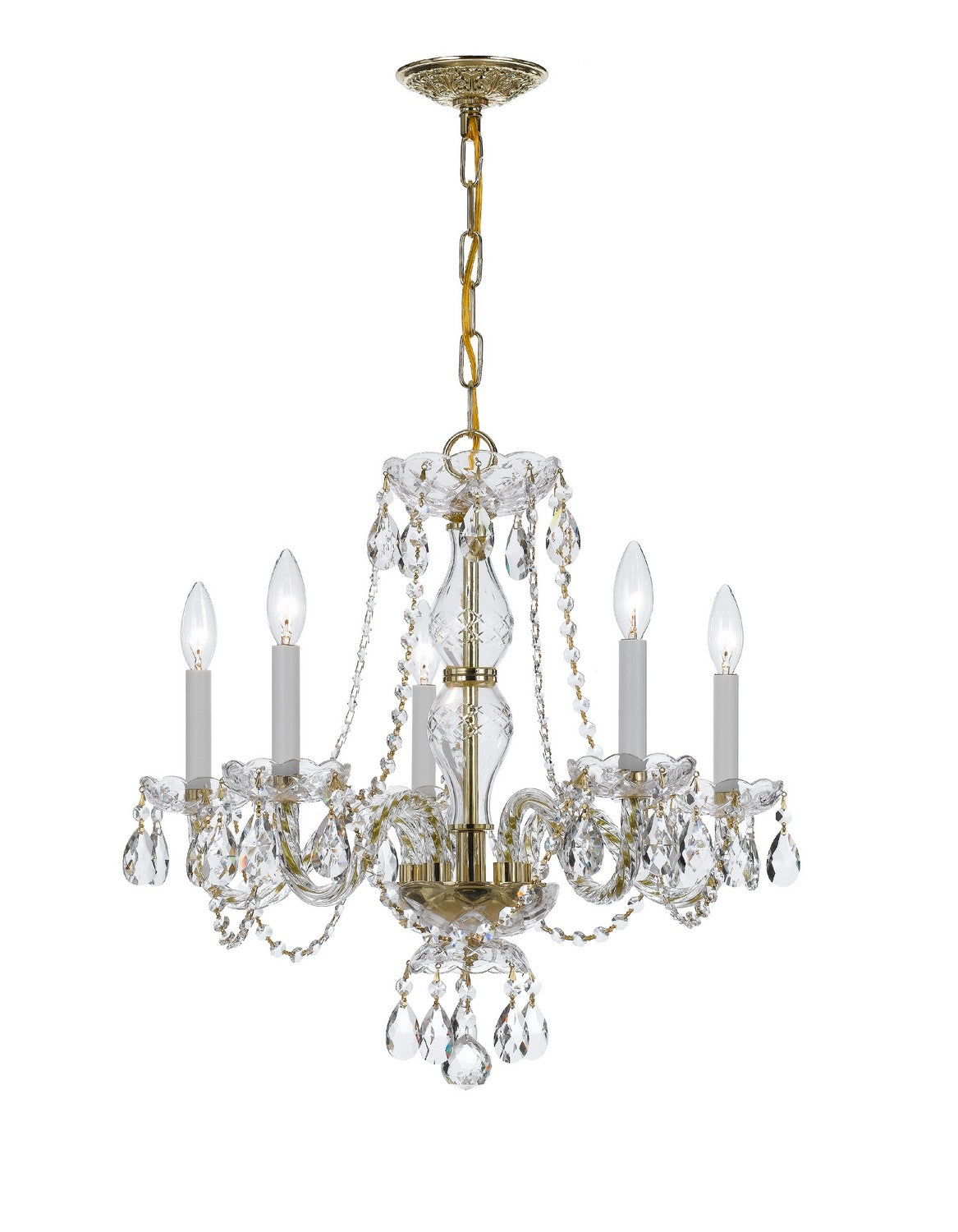 Crystorama - 5085-PB-CL-SAQ - Five Light Chandelier - Traditional Crystal - Polished Brass