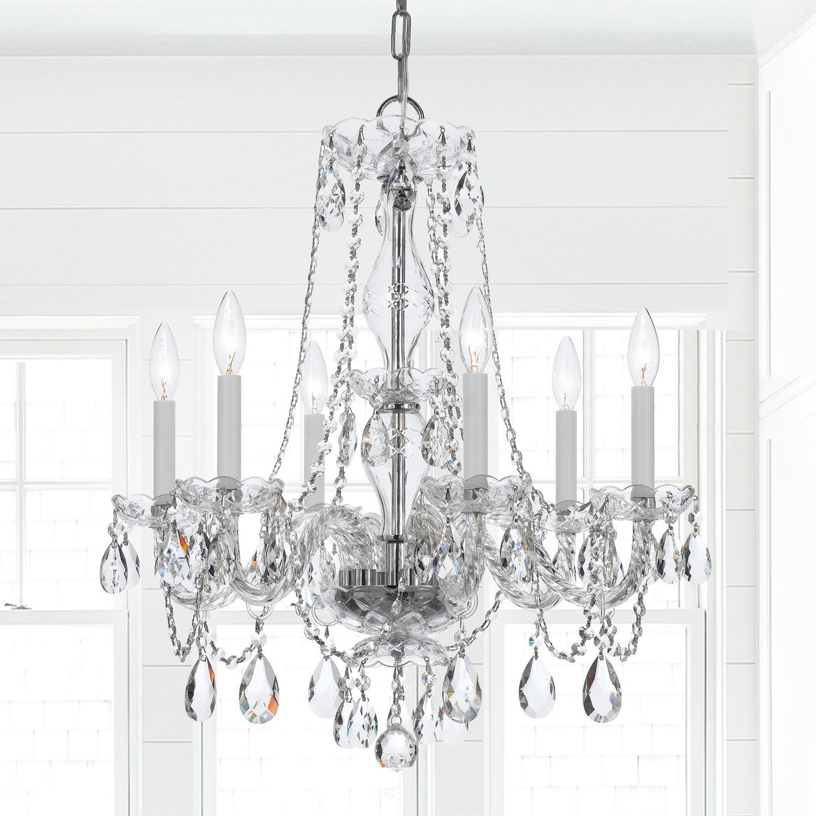 Crystorama - 5086-CH-CL-MWP - Six Light Chandelier - Traditional Crystal - Polished Chrome