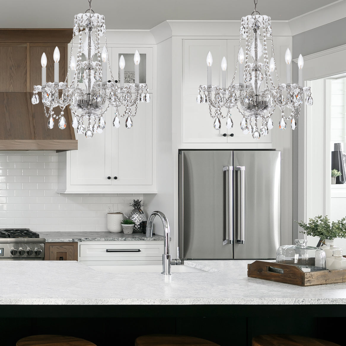 Crystorama - 5086-CH-CL-MWP - Six Light Chandelier - Traditional Crystal - Polished Chrome