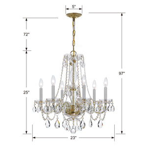 Crystorama - 5086-PB-CL-SAQ - Six Light Chandelier - Traditional Crystal - Polished Brass