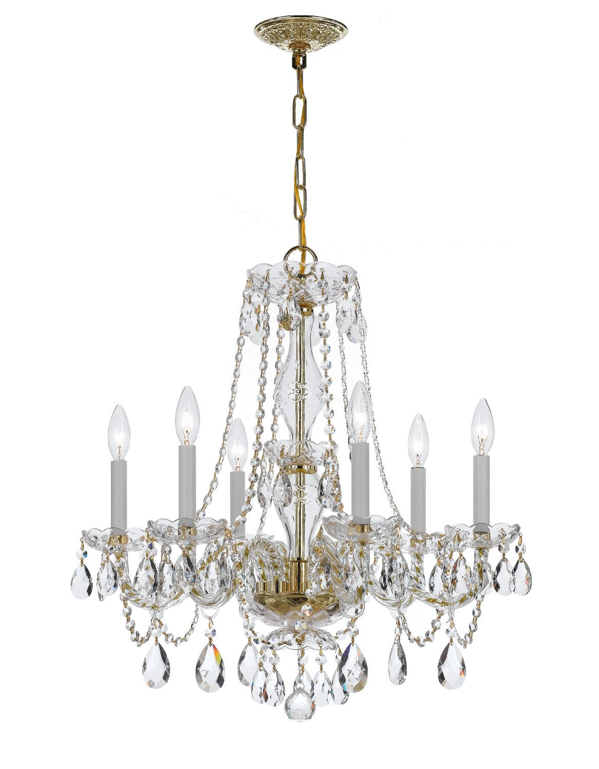 Crystorama - 5086-PB-CL-SAQ - Six Light Chandelier - Traditional Crystal - Polished Brass