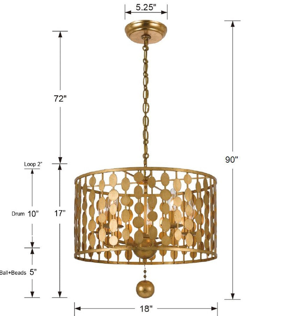 Crystorama - 545-GA - Five Light Chandelier - Layla - Antique Gold