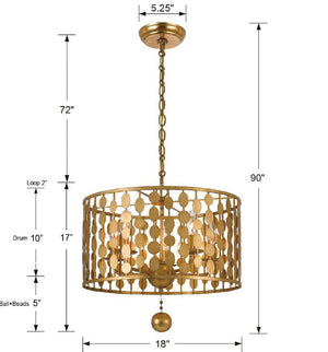 Crystorama - 545-GA - Five Light Chandelier - Layla - Antique Gold