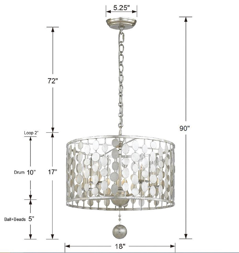 Crystorama - 545-SA - Five Light Chandelier - Layla - Antique Silver