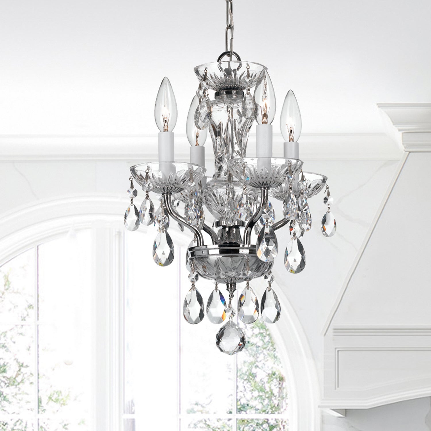 Crystorama - 5534-CH-CL-MWP - Four Light Mini Chandelier - Traditional Crystal - Polished Chrome