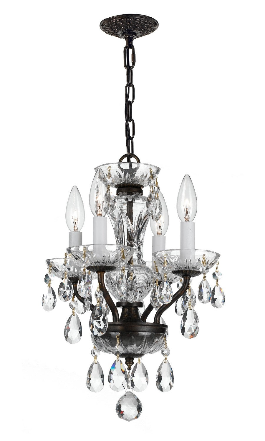 Crystorama - 5534-EB-CL-MWP - Four Light Mini Chandelier - Traditional Crystal - English Bronze