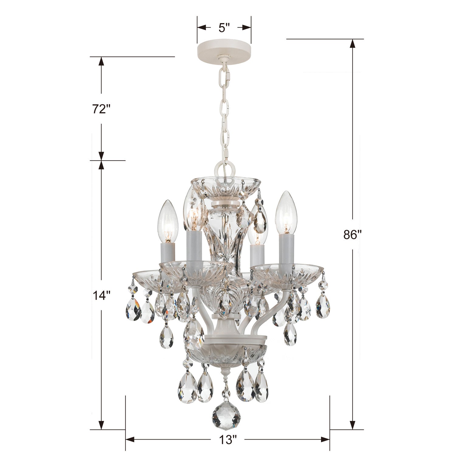 Crystorama - 5534-WW-CL-MWP - Four Light Mini Chandelier - Traditional Crystal - Wet White