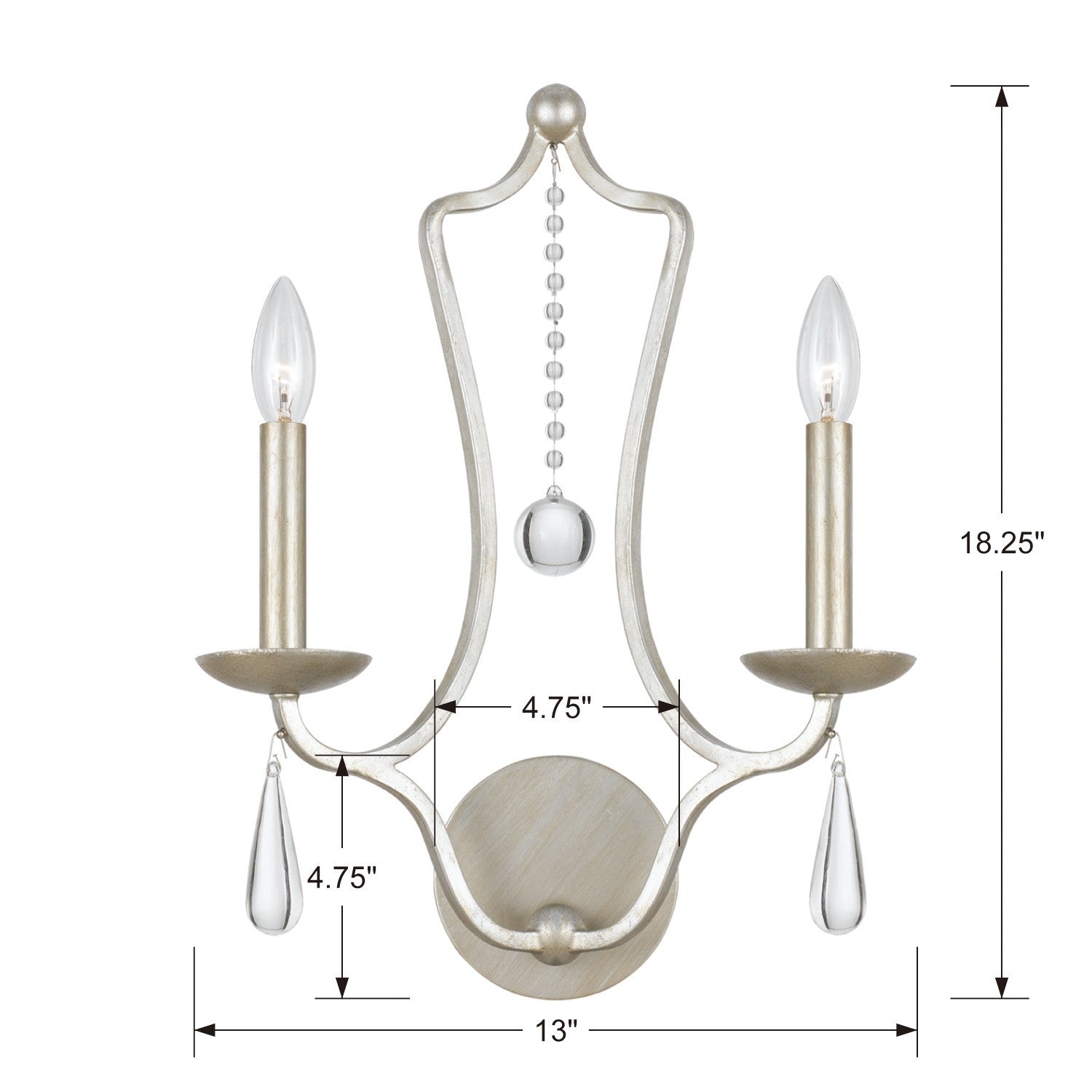 Crystorama - 5972-SL - Two Light Wall Sconce - Manning - Silver Leaf