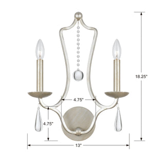 Crystorama - 5972-SL - Two Light Wall Sconce - Manning - Silver Leaf