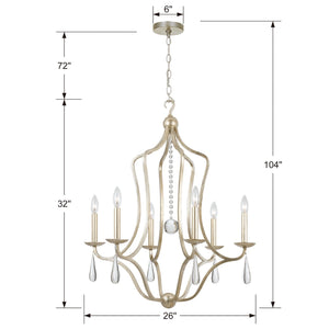 Crystorama - 5976-SL - Six Light Chandelier - Manning - Silver Leaf