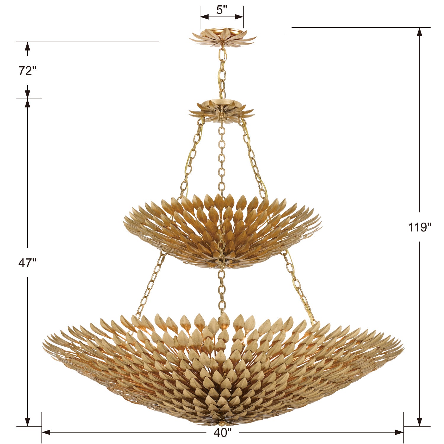 Crystorama - 599-GA - 18 Light Chandelier - Broche - Antique Gold