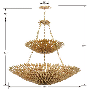 Crystorama - 599-GA - 18 Light Chandelier - Broche - Antique Gold