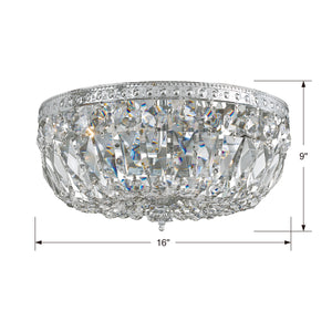 Crystorama - 716-CH-CL-SAQ - Three Light Flush Mount - Waltham - Polished Chrome