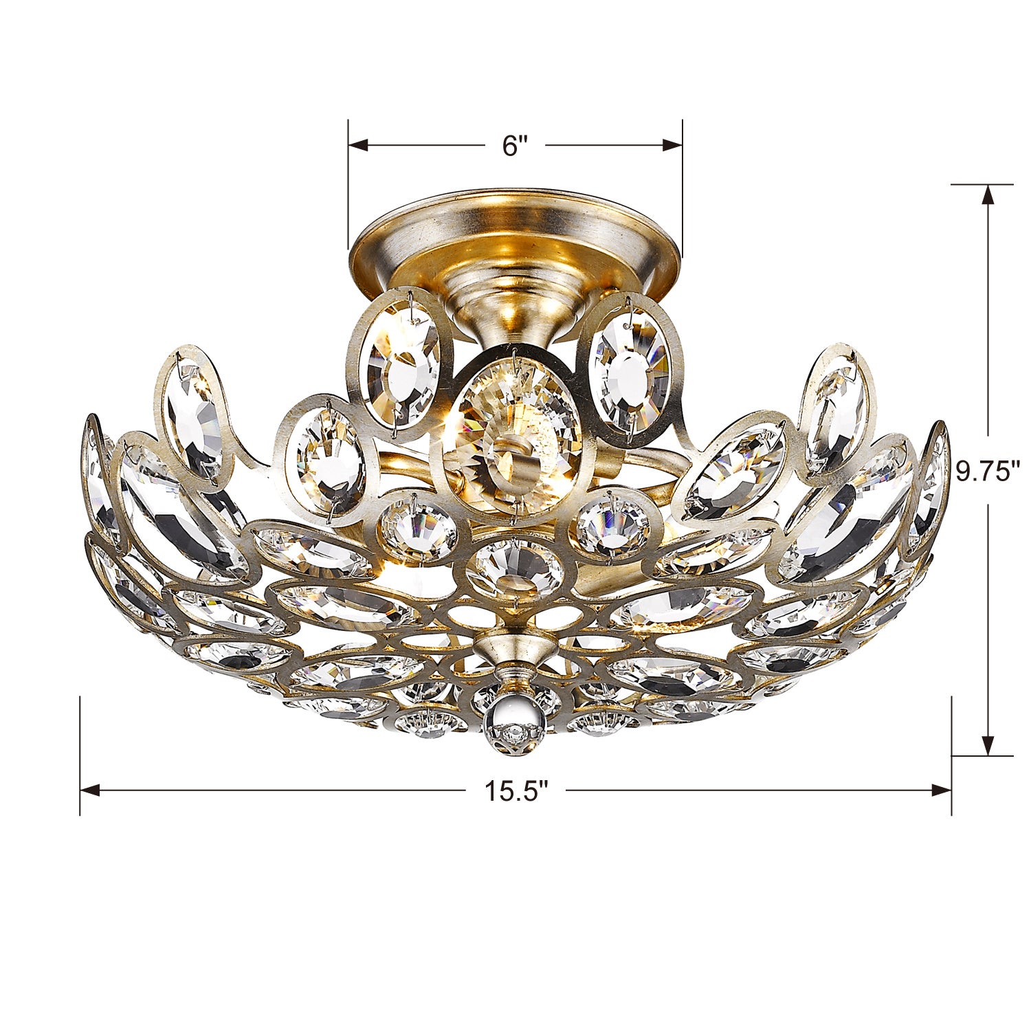 Crystorama - 7583-DT - Three Light Semi Flush Mount - Sterling - Distressed Twilight