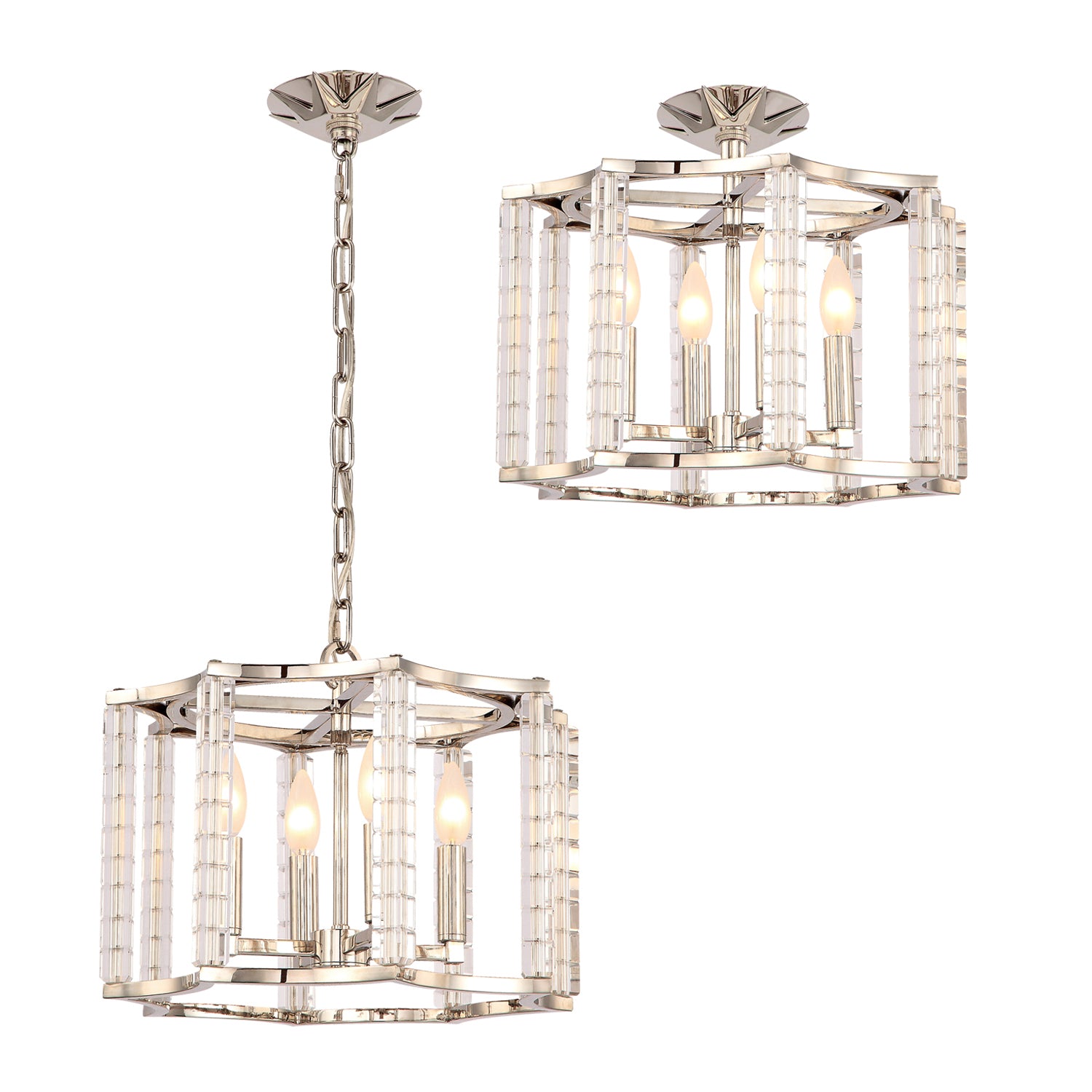 Crystorama - 8854-PN - Four Light Chandelier - Carson - Polished Nickel